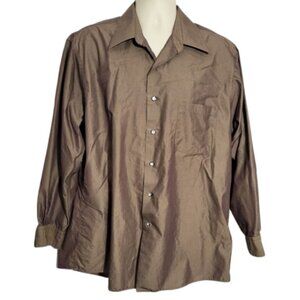 ETIENNE AIGNER Brown Cotton Blend Button-Down Dress Shirt - Men's Size 17